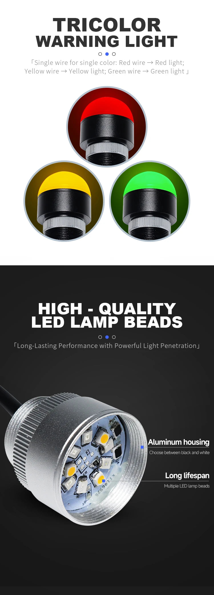 30mm Mini Tri‑Color LED Warning Light 12V24V Waterproof Signal Indicator Lamp for CNC Machine Tool Equipment Industrial Machiner