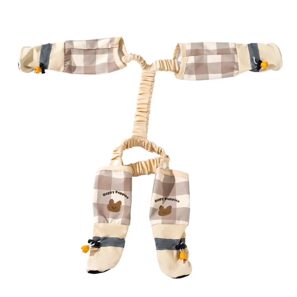 Full Leg Protection Reflective Stripe Pet Pants Adjustable Dustproof Dog Jumpsuit Shoes Anti-Slip Waterproof Pet Going Out Pants