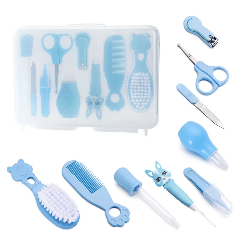 Baby Care Set Baby Nail Clipper Toothbrush Care Tool Comb Brush Organiser 9 Piece Set