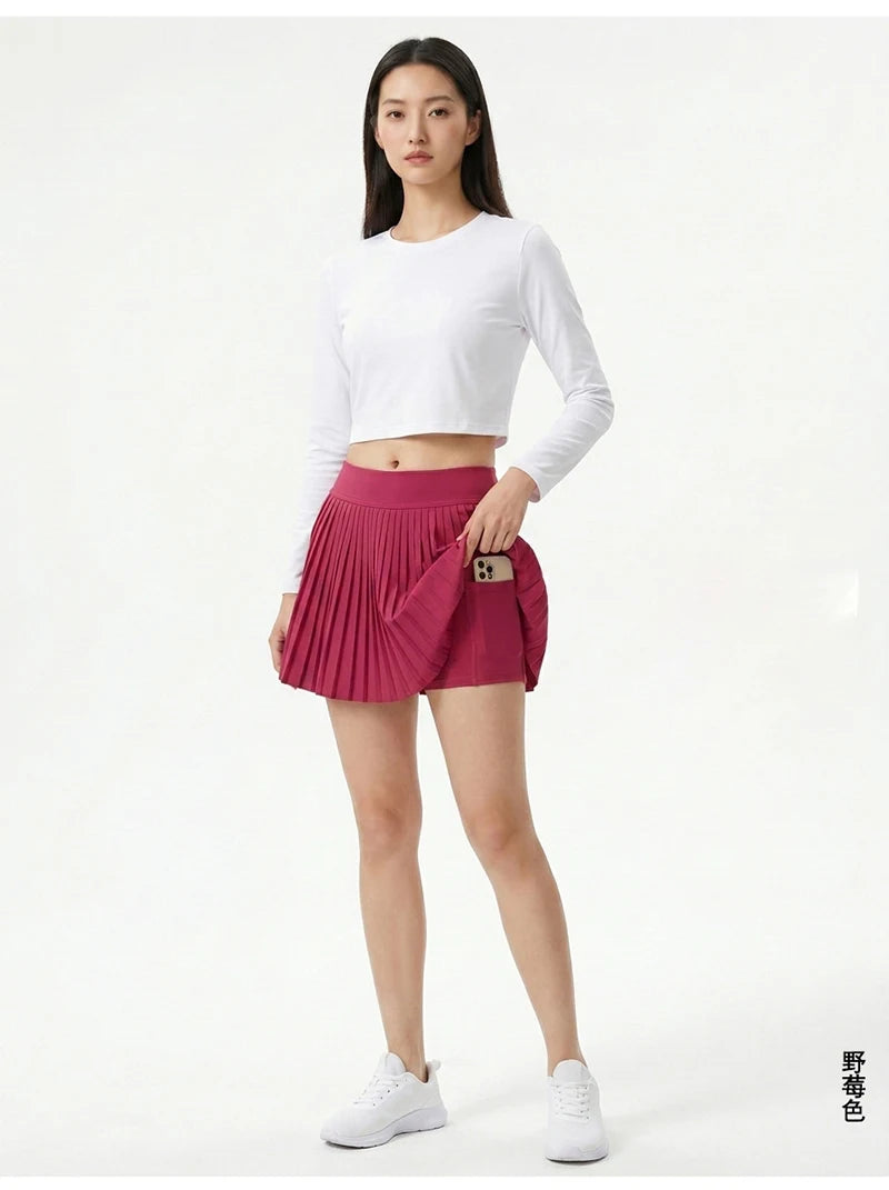 BIVIGAOS Summer Fashion High Waist Sport Short Skirt Women Youthful Cute Mini Skirt Safety Shorts Accordion Pleated Tennis Skirt