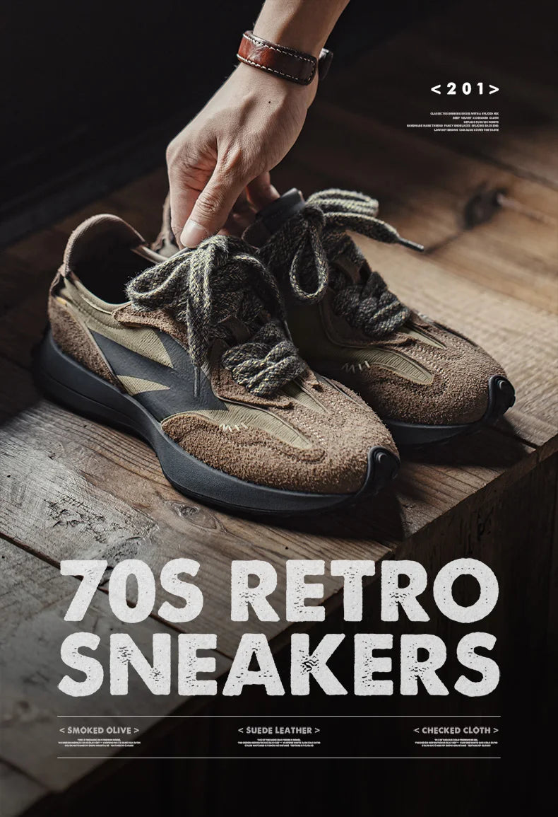 Maden Retro 70's Casual Sneakers for Men's Fall and Winter Thick Sole Sporty Jogging Breathable Casual Shoes
