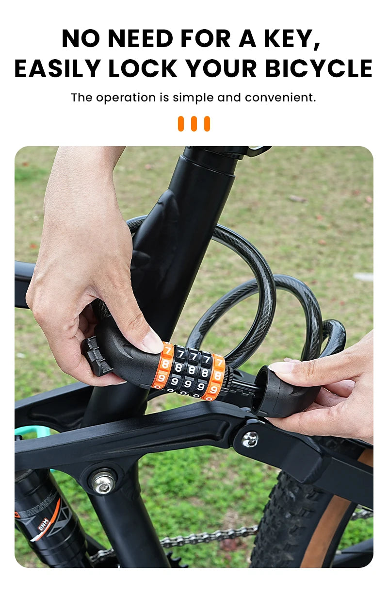 BUCKLOS 5 Digit Anti-theft Bike Password Lock Bicycle Cable Lock Steel Cable Motorcycles Locks 1.2M Zinc Alloy E-Bike Locks