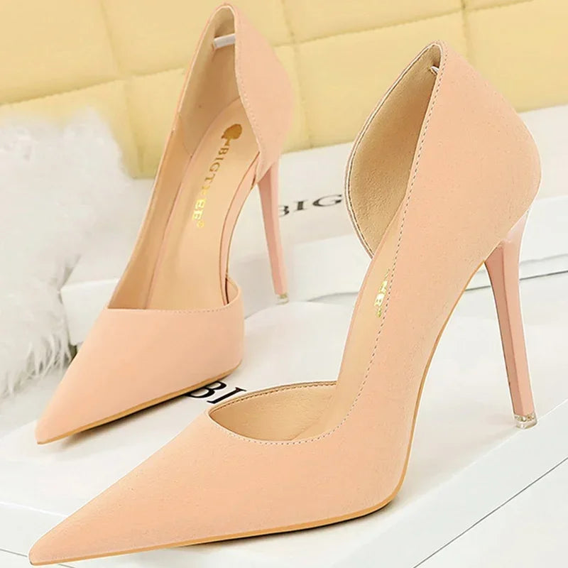 2025 New Women 11cm High Heels Wine Green Pumps Plus Size 34-43 Stripper Evening Orange Heels Lady Wedding Bridal Scarpins Shoes