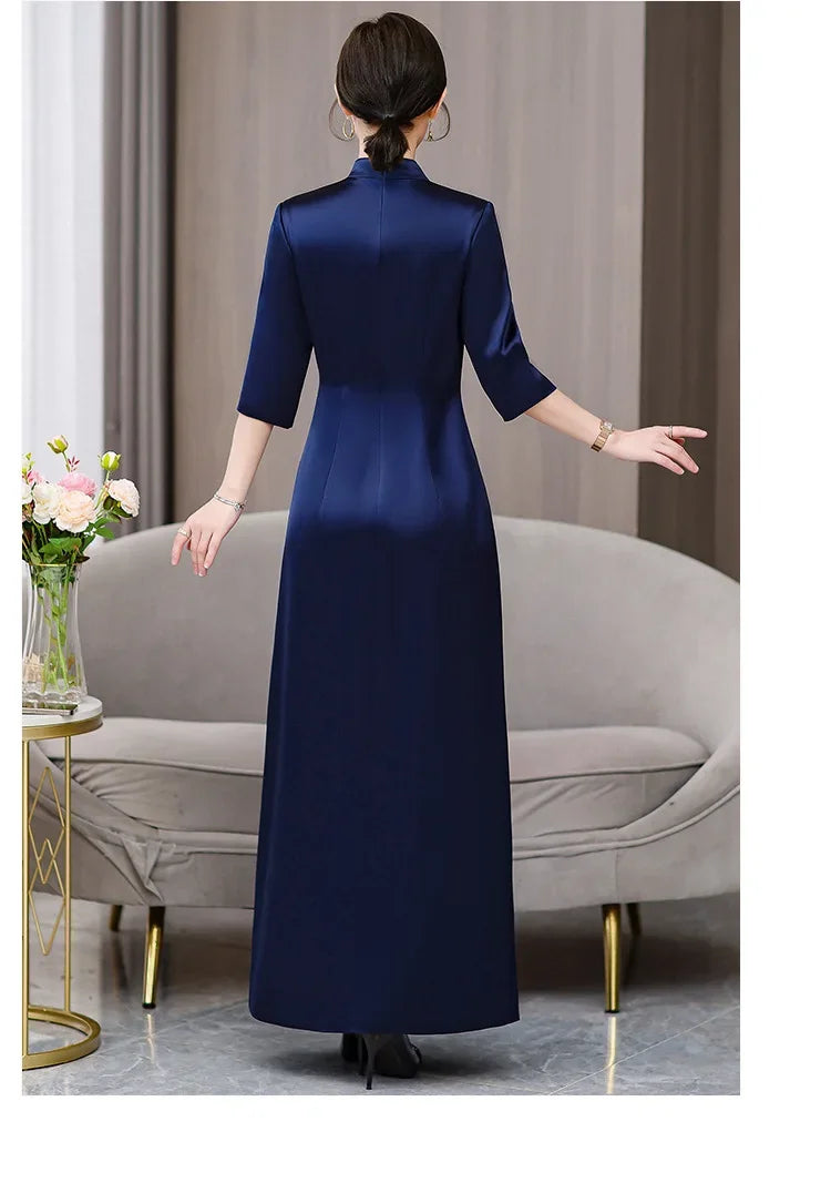 Elegant New Mom Wedding Dress Autumn Chinese Dress Daily Wearable Dress For Grandma Happy Marriage Gown