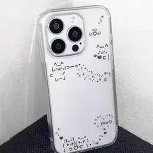 Korean Cute White Line Creative Phone Case For IPhone 17 16e 16 15 14 13 12 11 Mini Air Pro Max X XSMax 7 8 Plus Soft Back Cover