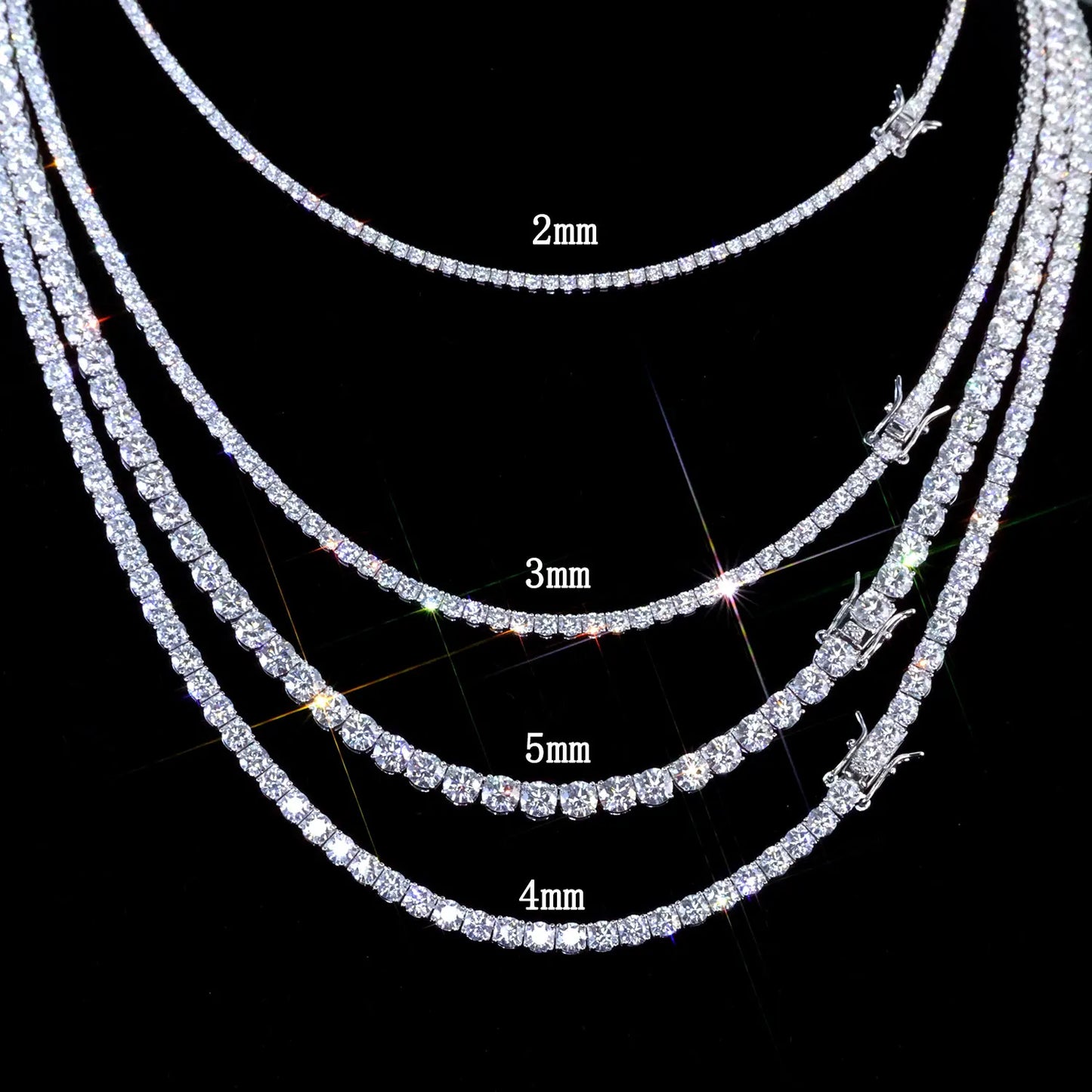 NY 2026 New Copper Material 2/3/4/5mm Iced VVS Moissanite Sparkling Tennis Chain Gift to Women With Exquisite Jewelry Necklace
