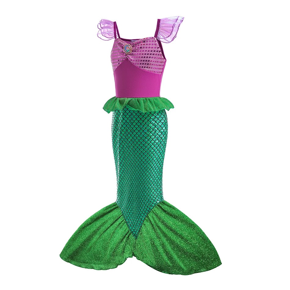 Halloween Birthday Carnival Princess Costume Dress Elsa Anna Snow White Aurora Moana Rapunzel Mermaid Belle for Girls 2-8Y