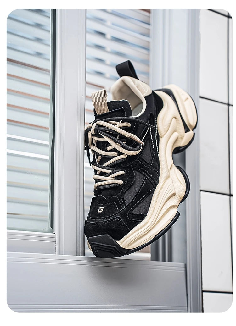 Lacing up Men's and Women's Couple Sport Shoes 2025 Thick Sole Luxury Design Casual Retro Dirty Casual Sneakers Breathable Upper