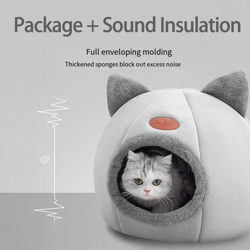 Warm Cat Bed Pet Nest Large Thickened Pet Bed Windproof and Coldproof Winter Cat Sofa Comfortable Warm Indoor Cat Supplies