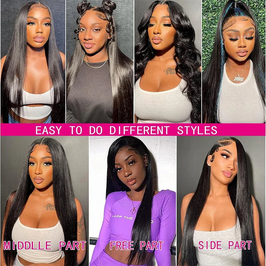 13x4 13x6 5x5 HD Transparent Lace Front Human Bling Hair Wigs For Women Pre Plucked Brazilian 36 30in Straight Lace Closure Wigs