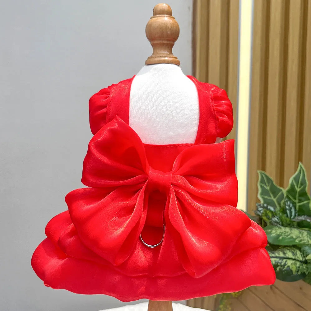 Dog Dress Girl Dog Clothes Pet Apparel Doggie Pink Bowknot Tulle Cat Sequin Clothing Pup Dresses Doggy Attire Birthday