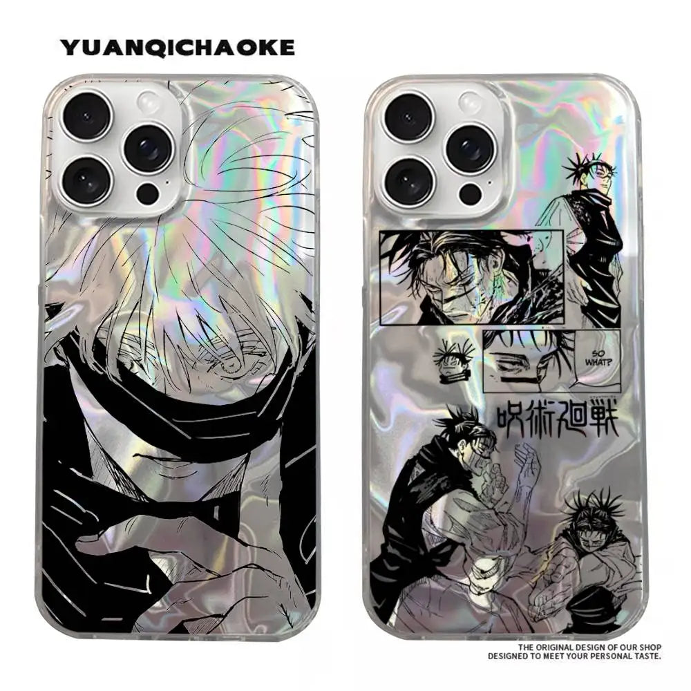 Hot Selling Gojo Satoru Hard Phone Case For IPhone 17 Pro Max 16 15 14 13 12 11 Water Ripple Silver Protective Cover