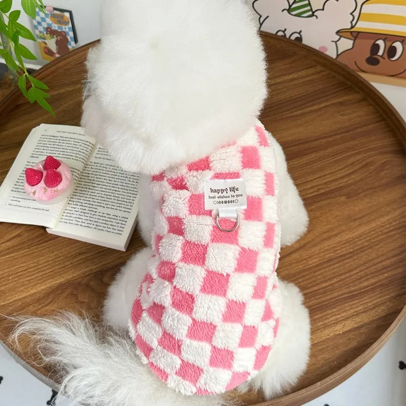 Autumn Winter Dog Warm Vest Fleece Dog Clothes Luxury Plaid Puppy Hoodies Chihuahua Bichon Yorkie Clothing Dog Pullover Pet Coat