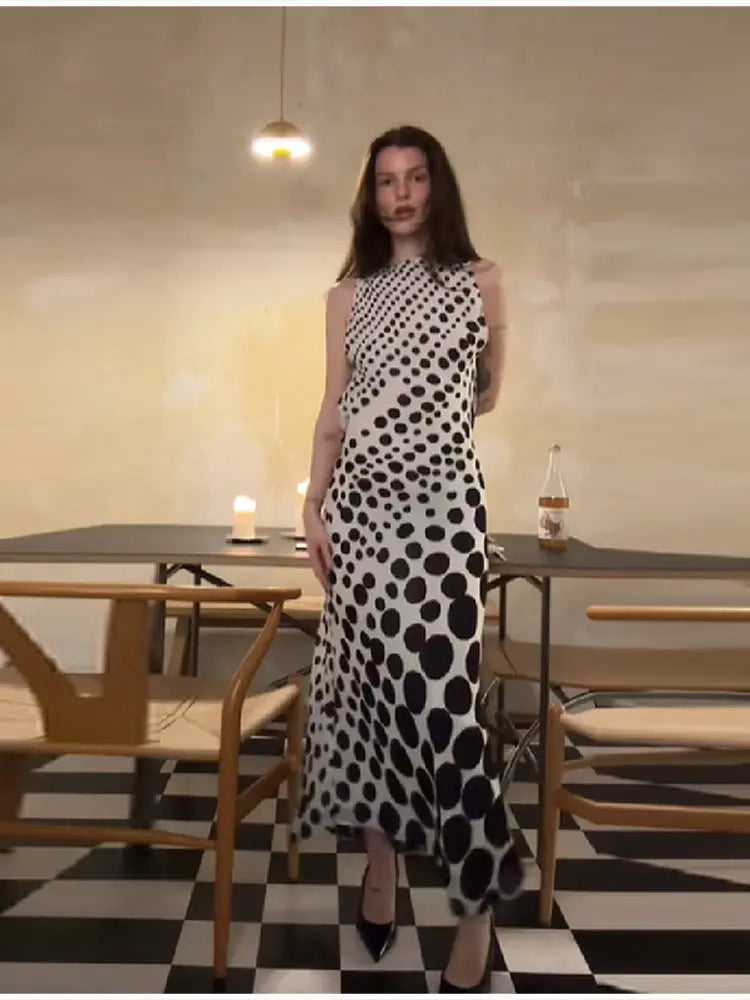 Stylish Classic Maxi Dress Polka Dots Chic Chic Elegant Women Dresses Refined Casual Party Trendy Retro Ladies Streetwear