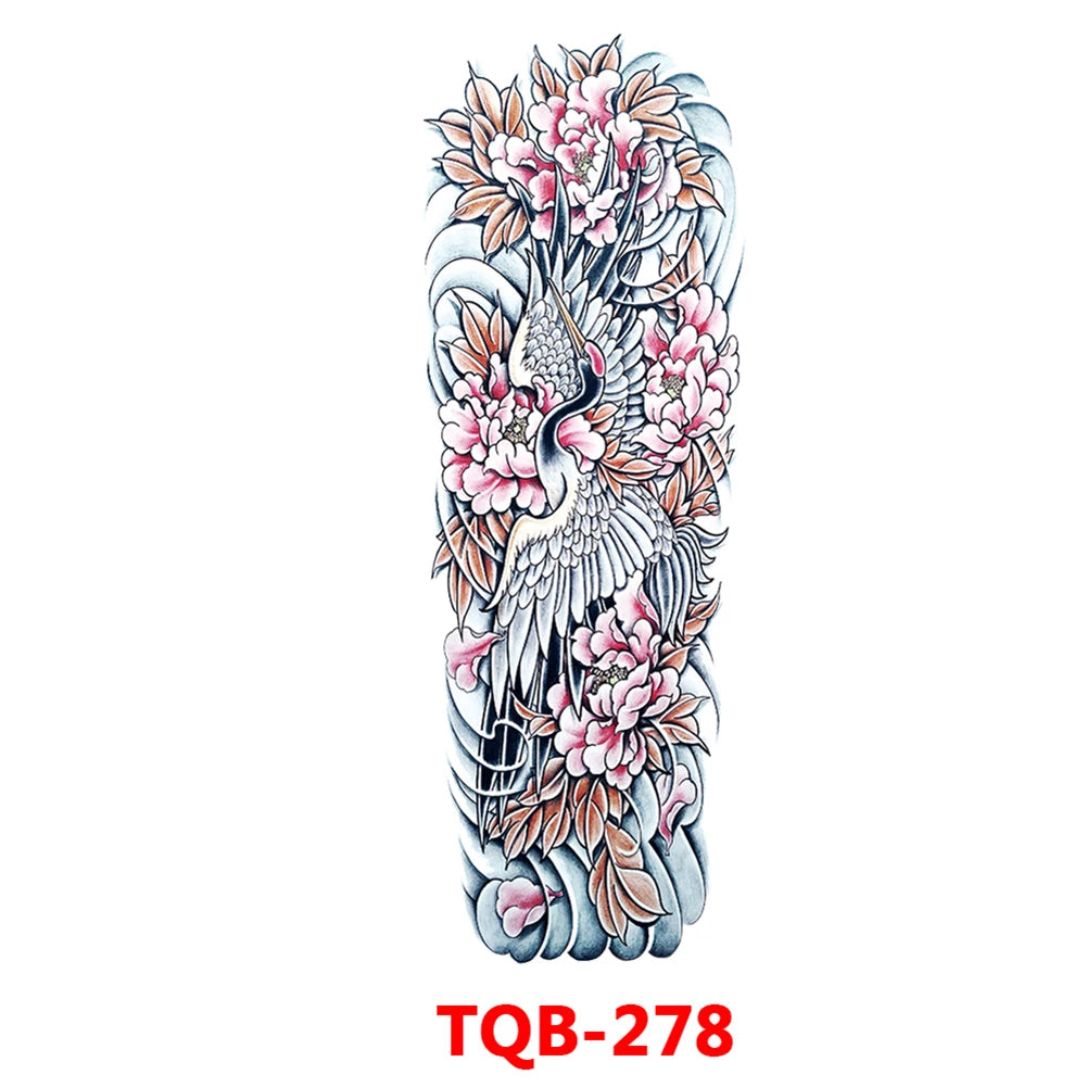 Large Arm Sleeve Tattoo Rose Gear Clock Eye Waterproof Temporary Tatto Sticker Lion Wolf King Body Art Full Fake Tatoo Women Men