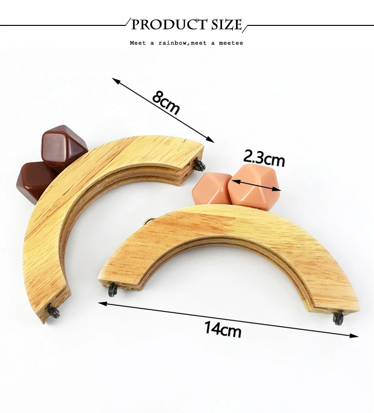 1/2Pcs Deepeel 14cm Wooden Purse Handle Colored Beads Mini DIY Bag Frame Kiss Women Handbag Closure Clasp Handmade Accessories