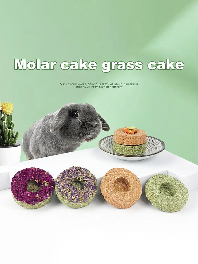 1pc Timothy Grass Cookie Molar Snacks Food Carrot Grass Cake Chew Toys For Small Animal Guinea Pig Chinchilla Rabbit Hamster
