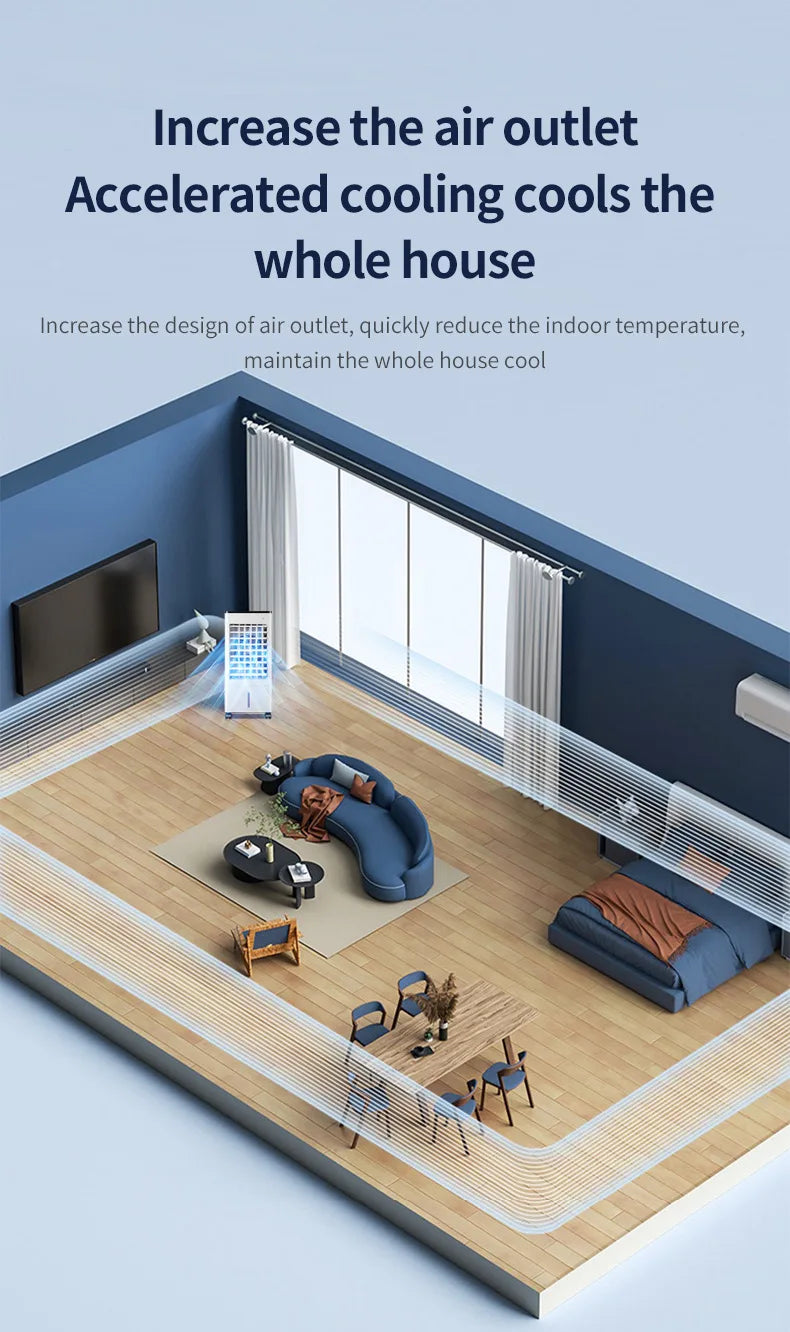 Portable Air Conditioner Fan Intelligent Cooling Fan with Remote Control Wide-angle Air Supply Ice Crystal for Home Use