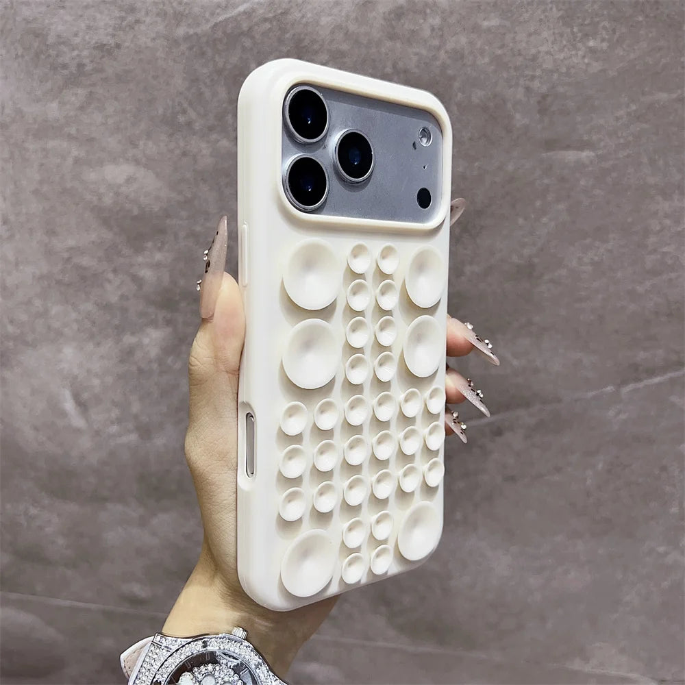 Circular Suction Cup Silicone Phone Case for iPhone 17 16 Pro 15 14 13 Max Adsorption Strong Multi Function Shockproof Cover