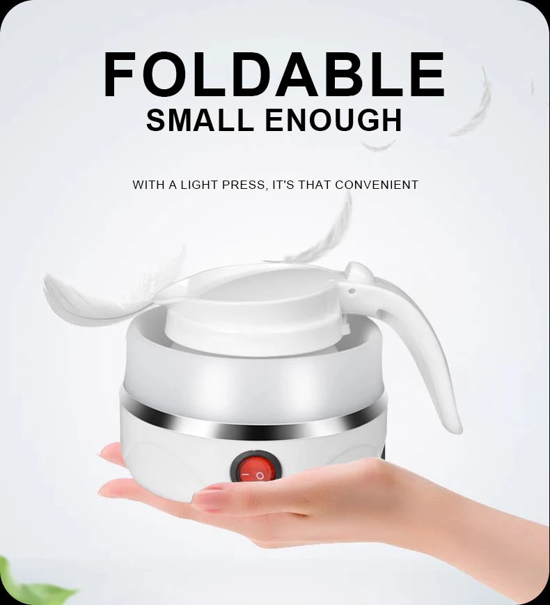 JFBONIN 0.6L Mini Folding Kettle Portable Water Heater 600W Silicone Compression Electric Kettle Home Kettle Easy To Travel