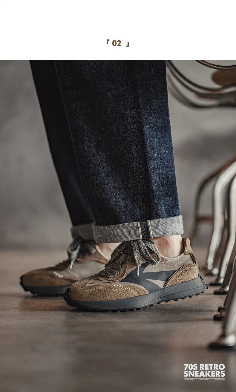 Maden Retro 70's Casual Sneakers for Men's Fall and Winter Thick Sole Sporty Jogging Breathable Casual Shoes