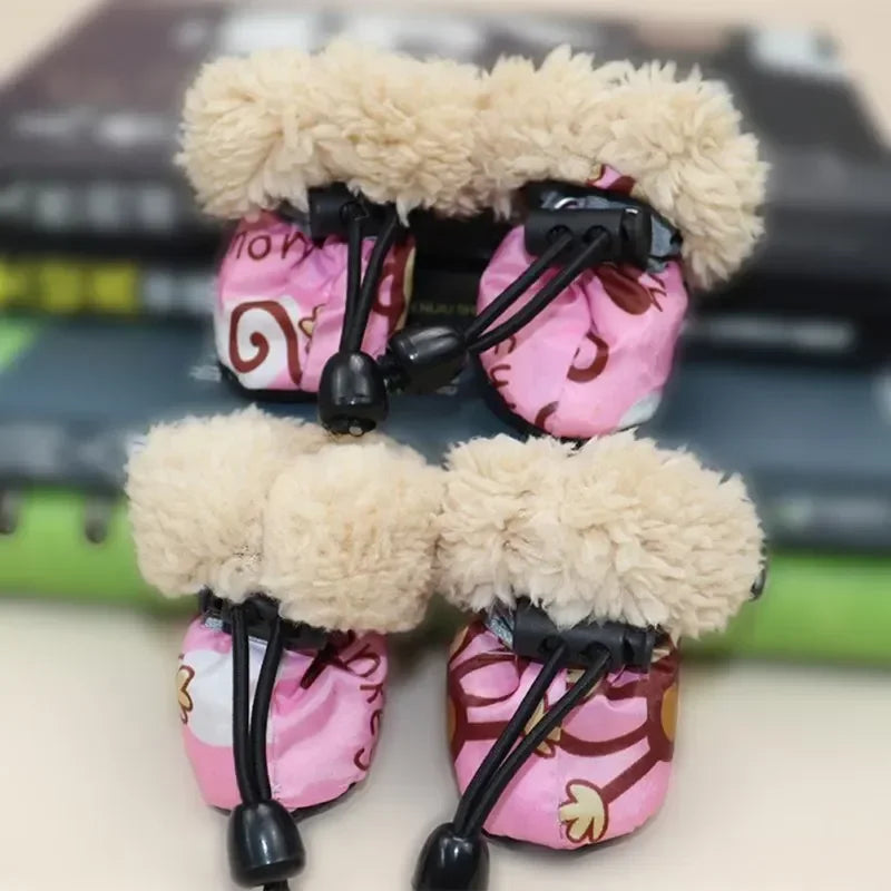 4PCS Dog Shoes Winter Super Warm Cotton Shoes Anti Slip Dog Boots Dogs Paw Protectors Puppy Shoes Pet Product Dog Accessories #