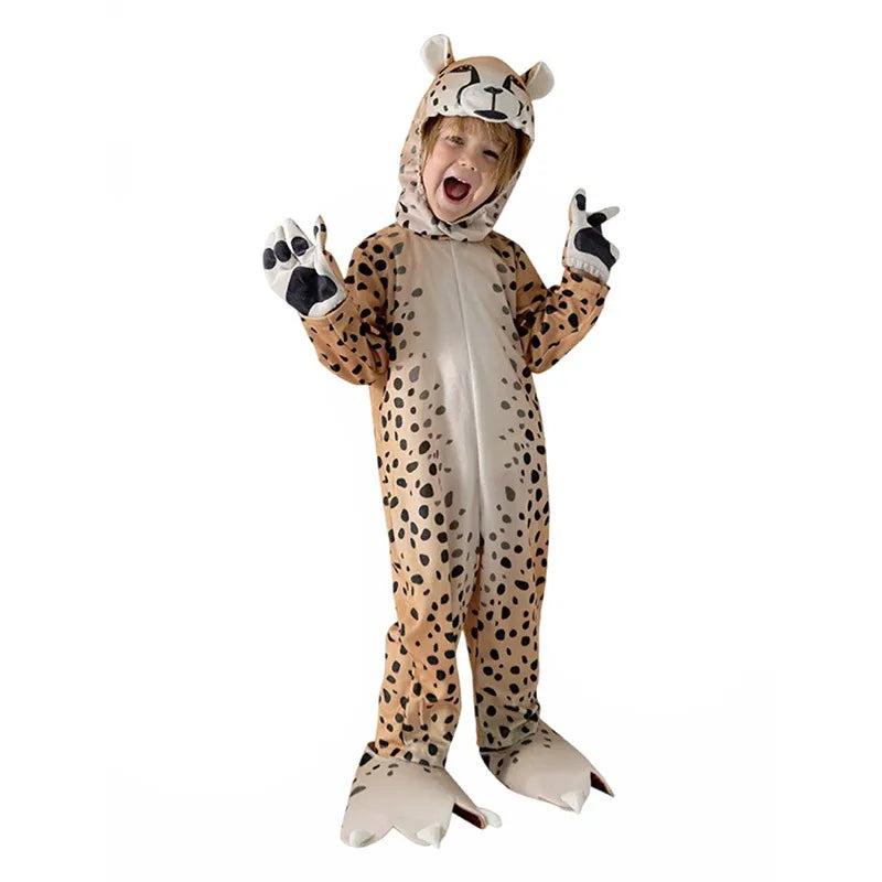 Unisex Boys Girls Jumpsuit Animal Halloween Costumes Bodysuit Kids Purim Party Fancy Dress Up Clothing Set