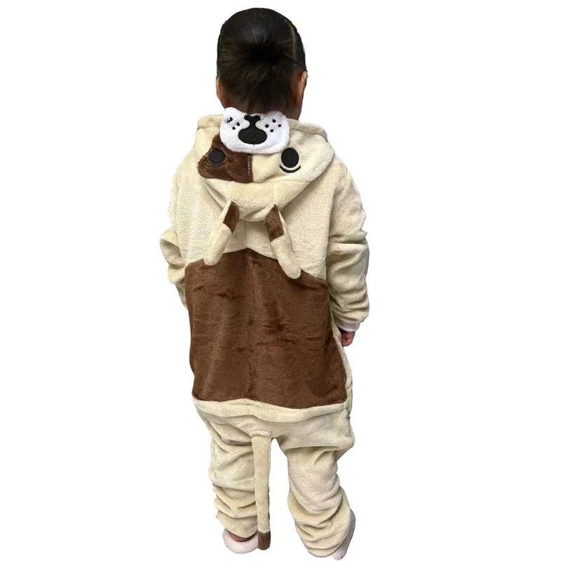 Children Onesies Pekingese Dog Kids Kigurumi Pajamas For Girls Boys Pijamas Flannel Cartoon Bodysuit Birthday Cosplay Costume