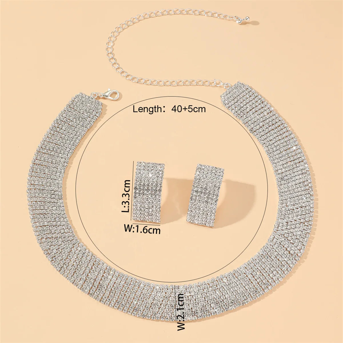 3pcs Women's Jewelry Set Rhinestone Earrings Necklace New Wedding Party Luxury Fashion Accessories-4068