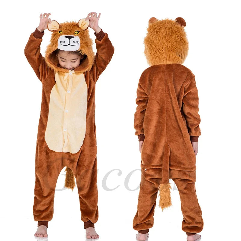 2024 Kigurumi Cat Onesie Kids Unicorn Pajamas For Children Animal Cartoon Blanket Sleepers Baby Costume Winter Boy Girl Jumspuit