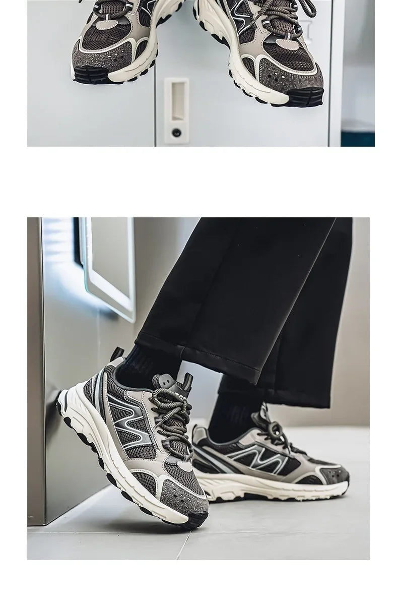 Breathable Outdoor Men's Sport Shoes Summer Trend Dad Sneakers Student Casual Rubber Sole EVA Insole Cotton Lined Net Mesh