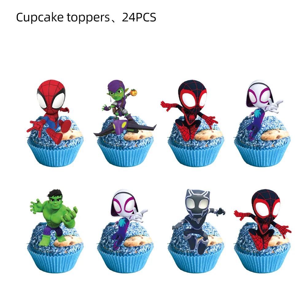 Spidey And His Amazing Friends Birthday Party Decoration Supplies Set Merry Christmas Balloons Cake Topper Tableware Party Gifts