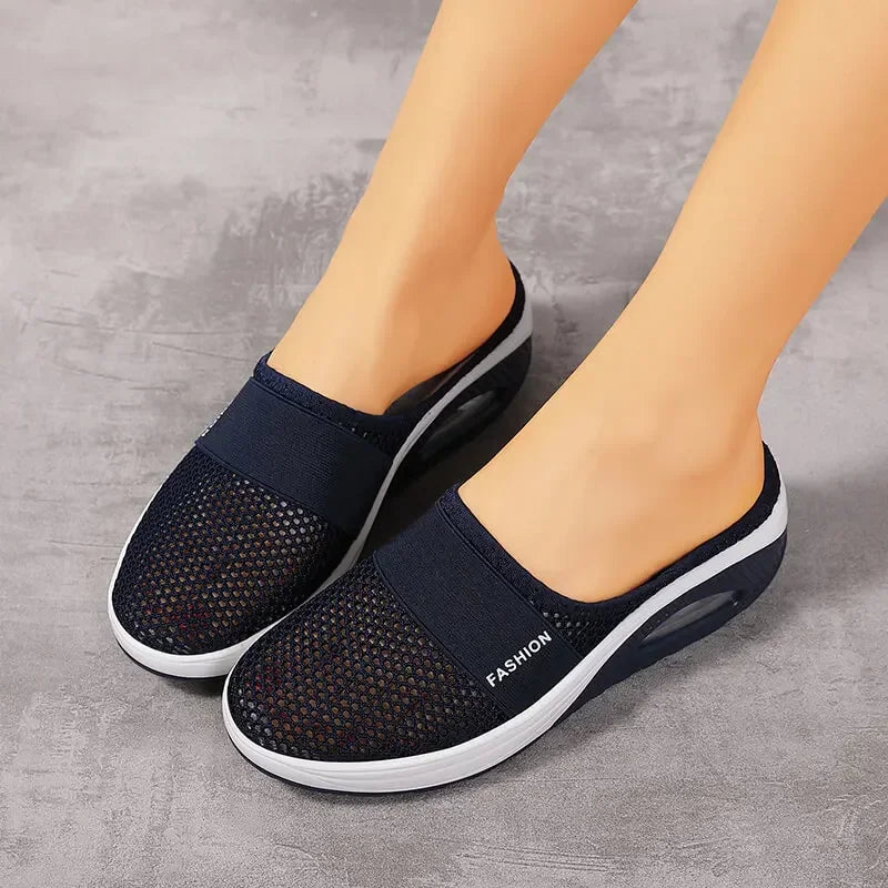 Air Cushion Slip-On Women Walking Shoes Orthopedic Diabetic Ladies Platform Mules Mesh Lightweight Slippers Wedge Female Sneaker