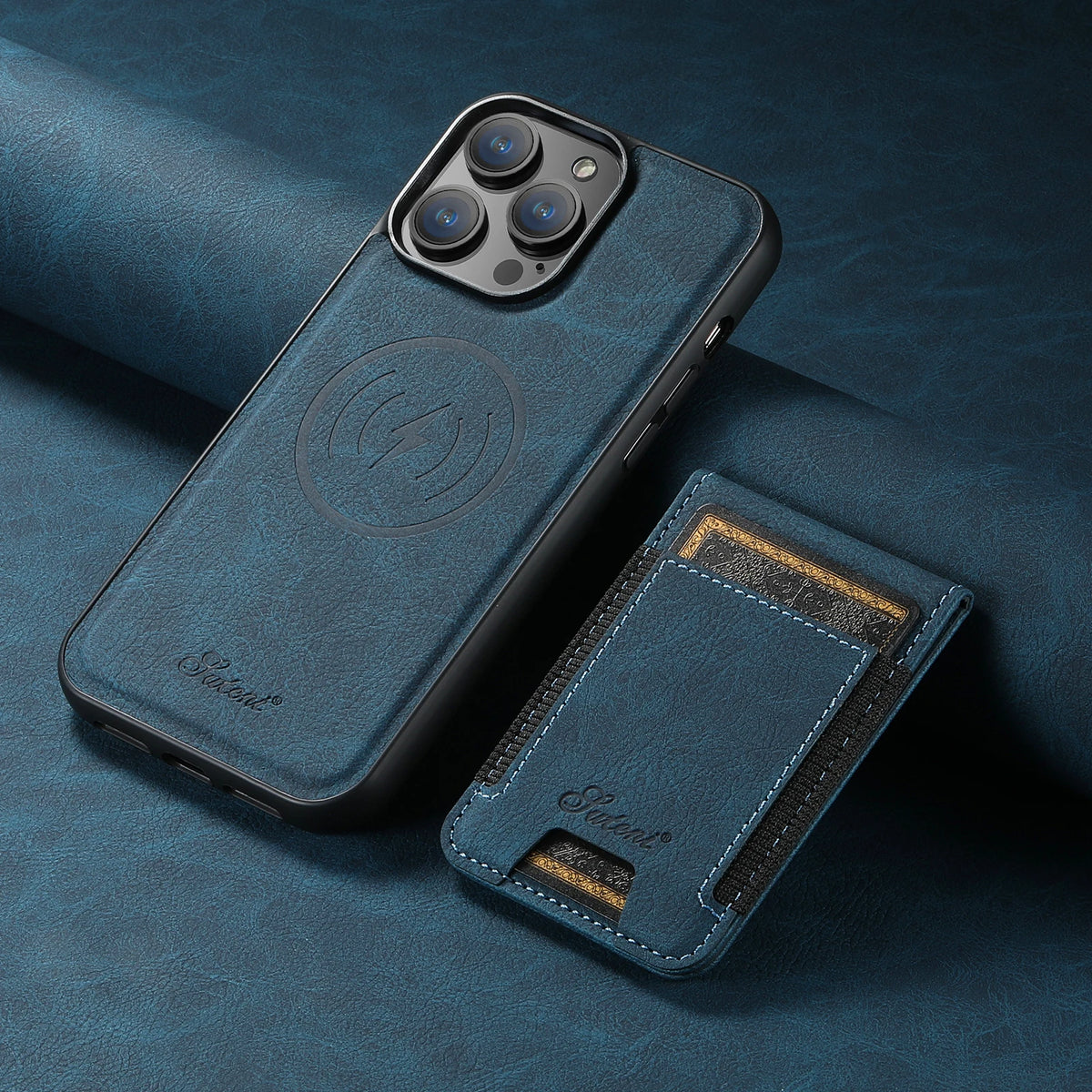 SUTENI Luxury Magsafe Leather Card Holder Phone Case Wallet Kickstand Cover For iPhone 17 16 15 14 13 12 11 Pro Plus Max
