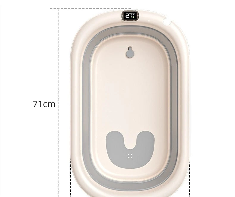 Baby Bathtub WIth Nonslip Lines Collapsible Space Saving Baby Lying Sitting with Seat Support Cushion Stand Folding Baths