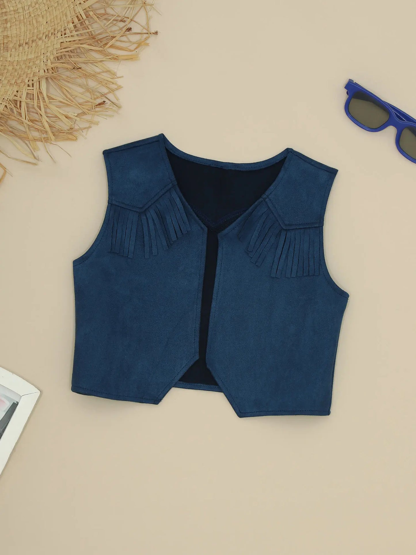 Kids Girl Boy Fringed Vest for Carnival Theme Party Tassels Top Open Front Waistcoat Child Halloween Western Cowboy Costumes