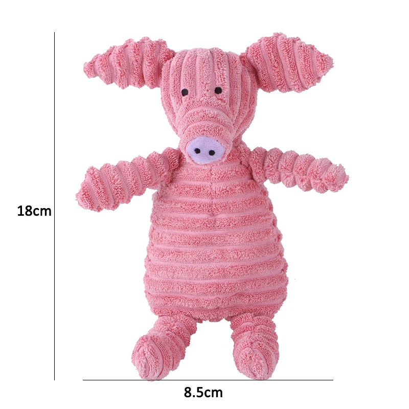 Plush Dog Toy Animals Shape Bite Resistant Squeaky Toys Corduroy Dog Toys for Small Large Dogs Puppy Pets Training Accessories
