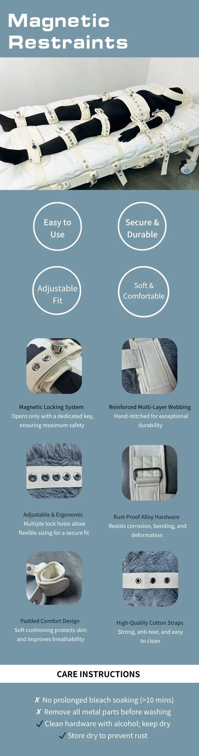 PVC Magnetic Lock White Cap with Stainless Steel Pin Plastic Lock for Restraint Belt Accessories Tools