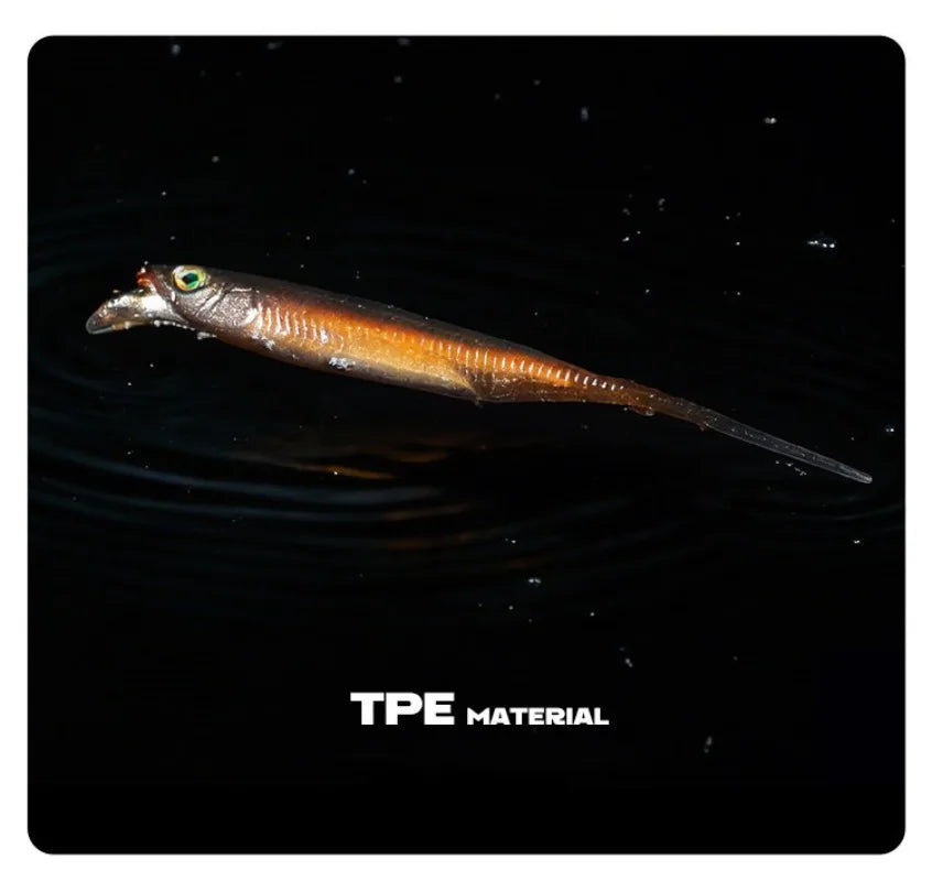 Rolling Fish Floating TPE Soft Lure 2.5" 3" Hollow Channel Design Wobbler Soft Bait Left‑Right Rolling Action Artificial Baitait