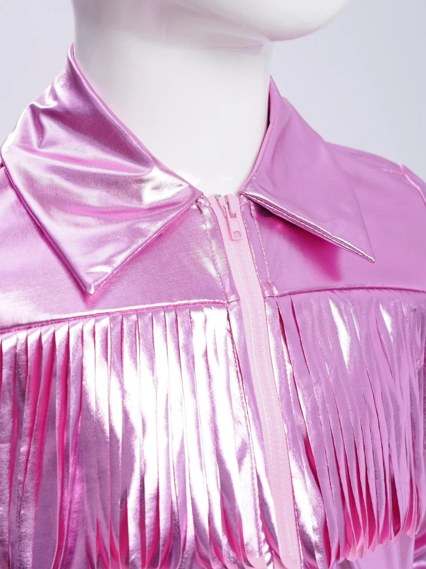 Girl's Tassels Jackets Streetwear Metallic Jazz Dance Costume Turn-Down Collar Childs Fashion Fringe Coats Jacket Party Jacket