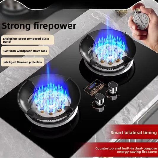 Gas stove, double burner, household LPG tabletop/natural gas stove, high-power built-in gas stove