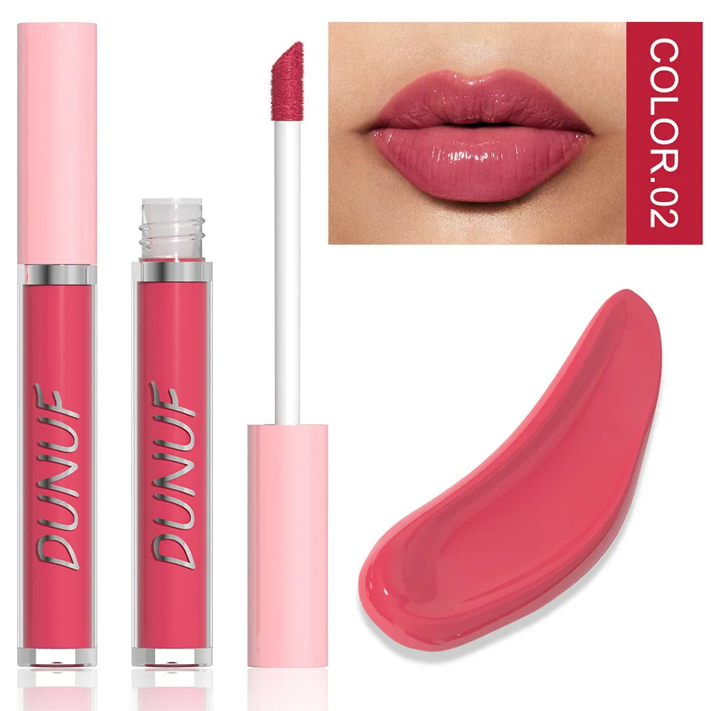 DUNUF High Quality Mirror Gloss Herorange Lipstick Lip Gloss Make-up Lightly Glass Moisturizing Plump Lip stick Lipgloss Gifts