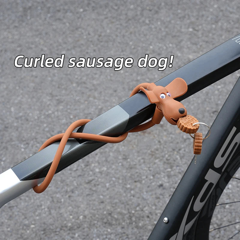 Bike Lock Creative Puppy Children's Bike Anti-theft Cute Cartoon Ring Portable Key Lock Cycling Gear Road Bike Riding Equipment