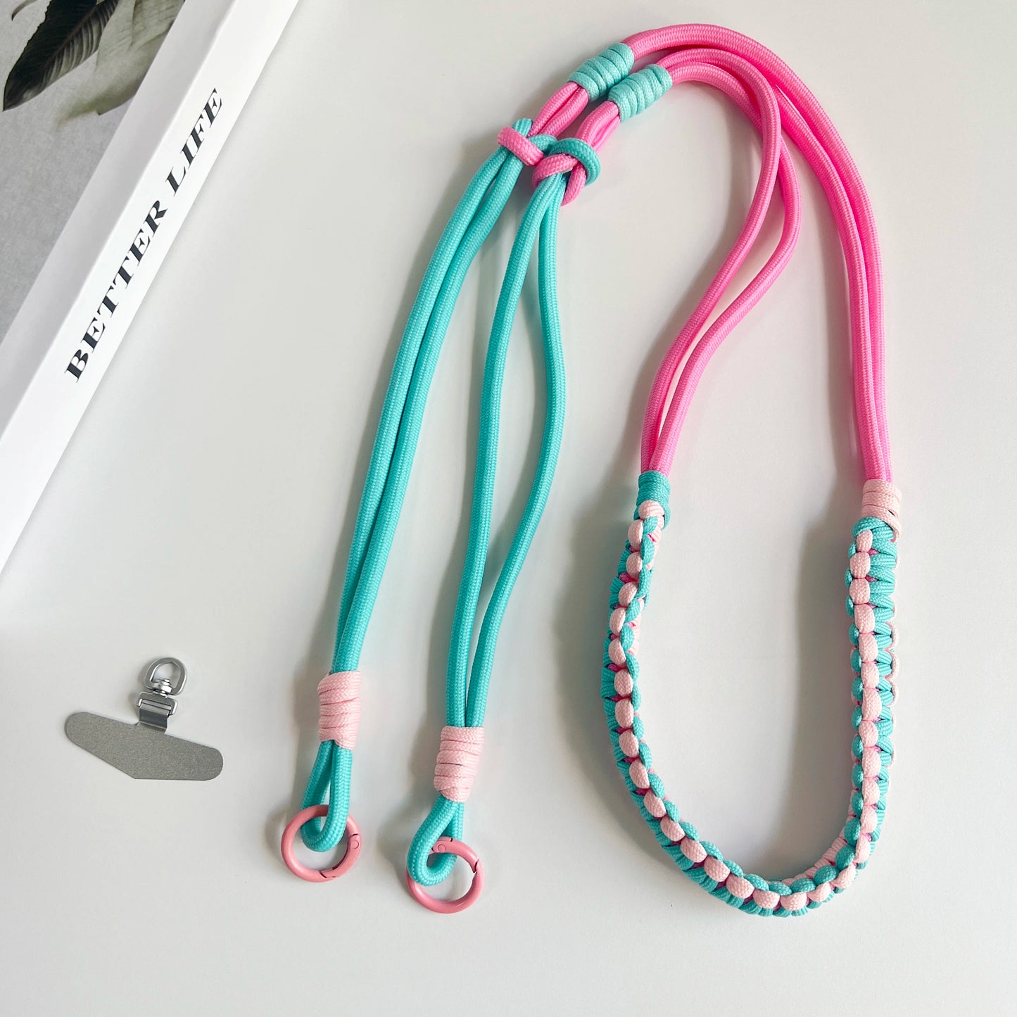 Hand Woven Fried Dough Twists Lanyard Fixed Card Color Contrast Diagonal Shoulder Lanyard Mobile Phone Lanyard Durable Lanyard