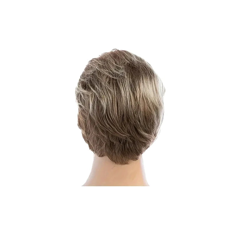 6 Inch Short Curly Synthetic Brown Wig, Handsome Men's Heat Resistant Wig with Bangs for Daily Use