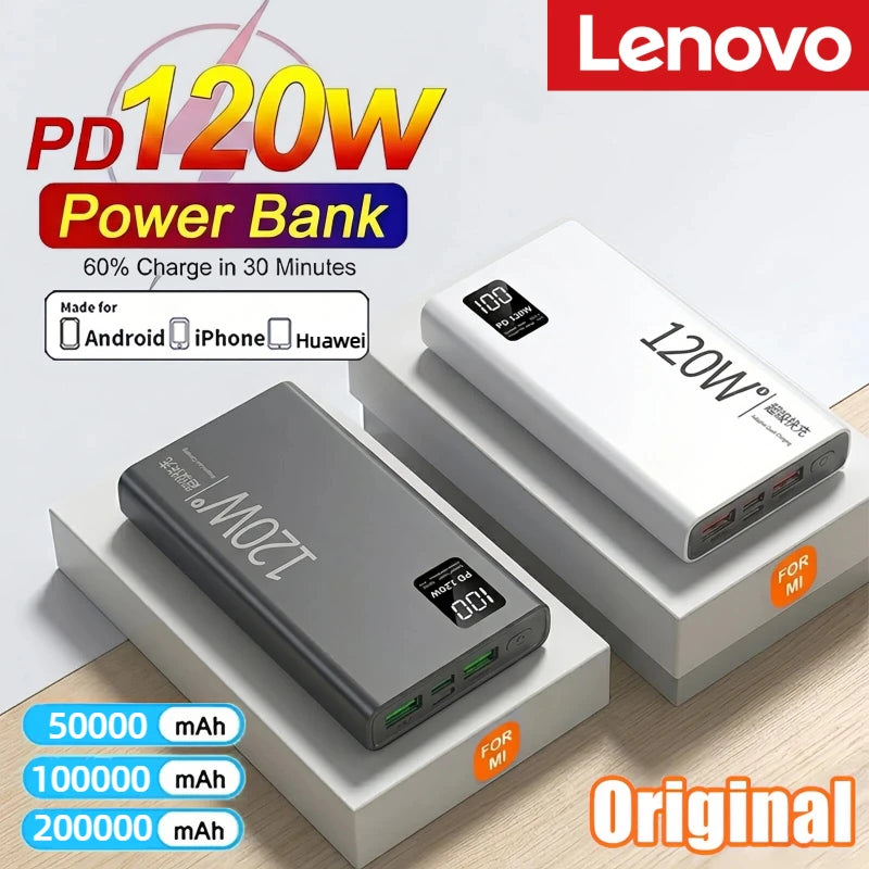 Lenovo Original 500000mAh Powerbank External Spare Battery Portable Charger For Xiaomi iPhone Super Fast Charging PowerBank