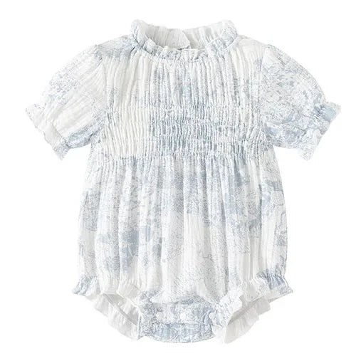 2025 New Summer Toddler Baby Girls Jumpsuit Flying Sleeve Cotton Flower Print Newborn Baby Girls Romper 0-24M Baby Clothing