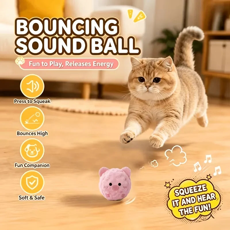 Pink little pig pet interactive bouncing sound toy ball, a fun companion toy for dogs and cats, can make sounds to attract dogs