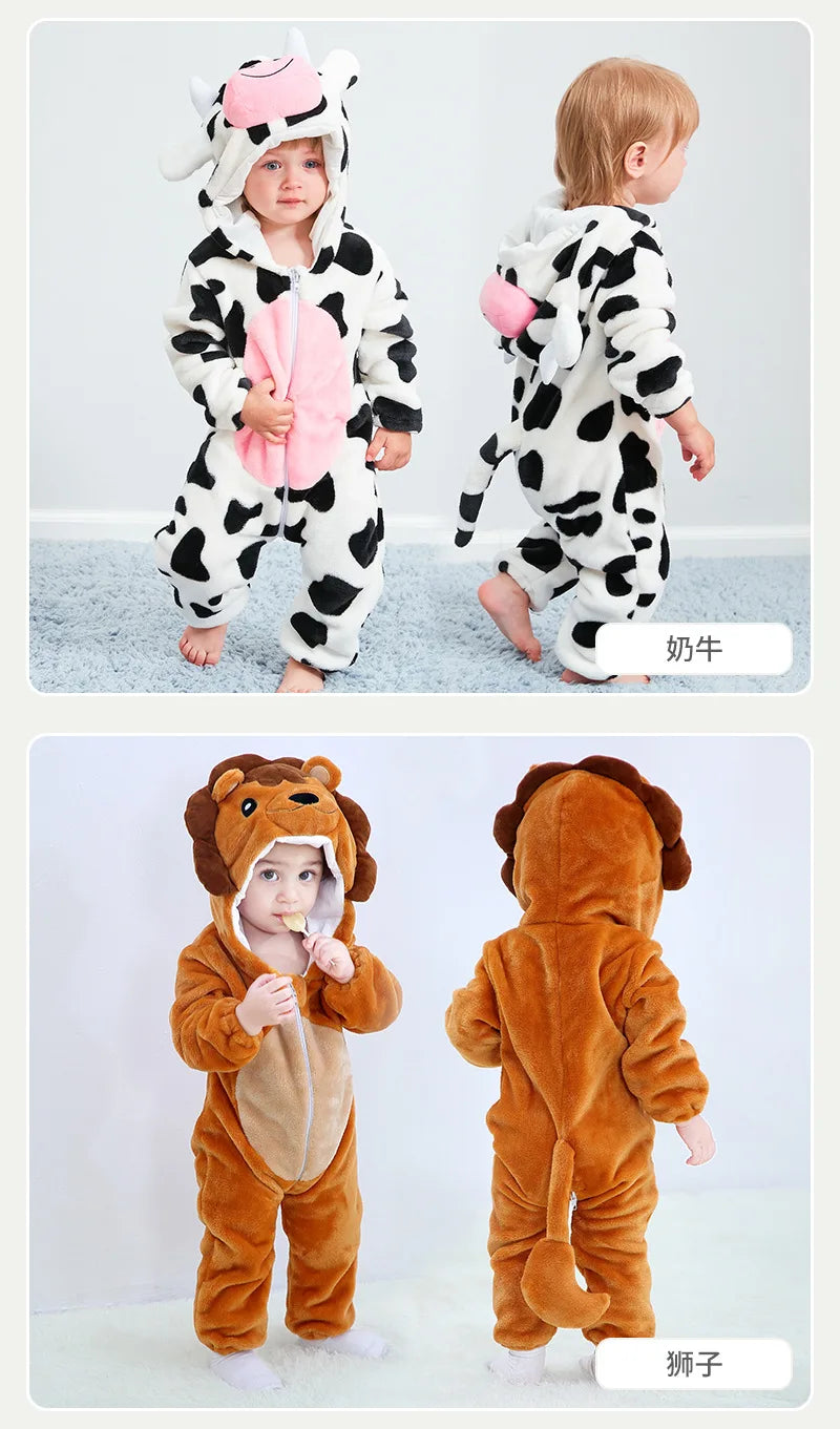 Newborn Baby Deer Animal Cartoon Romper Clothes Girls Pajamas Long Sleeve Hooded Onesies Infant Boys Costumes For Christmas