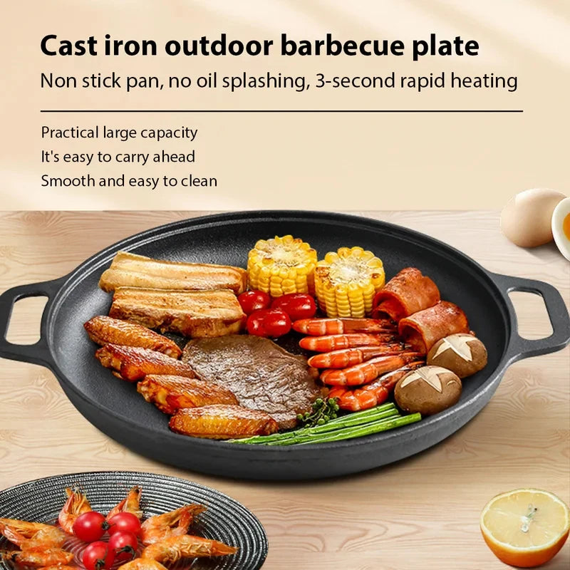 Healthy Cast Iron Cooking Skillet Non Stick Fry Pan Perfect For Steak Omelette Pizza Home Kitchen & Outdoor Camping Grilling